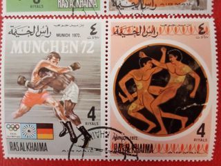 Serie completa 6 Sellos Munich 72 Ras Al Khaima