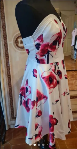 Vestitino donna floreale bianco e rosso