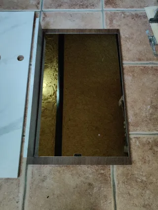 Encimera de lavabo mármol 1m y espejo con repisa