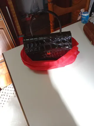 Bolso Piel Cocodrilo Marrón