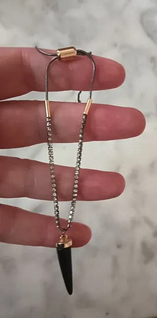 Pulsera cuerno negro strass ajustable