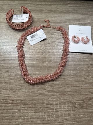 Conjunto joyas Vestopazzo oro rosa y cristales