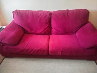 Sofá 3+2 plazas tela color rosa/rojo