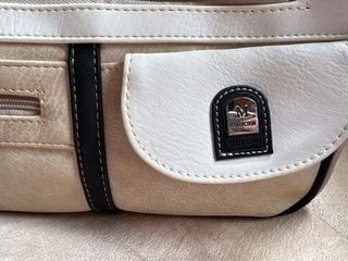 Bolso de mano mujer beige y blanco