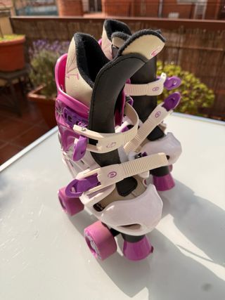 Patines para niña rosas y blancos