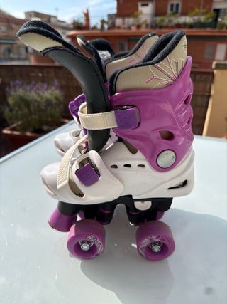 Patines para niña rosas y blancos