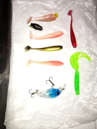 Caña de pescar y carrete con señuelos Nuevo