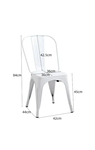 Juego de 2 Sillas Metálicas Industrial Blanca