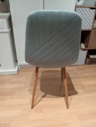 4 Sillas Comedor Tapizadas Gris Azulado