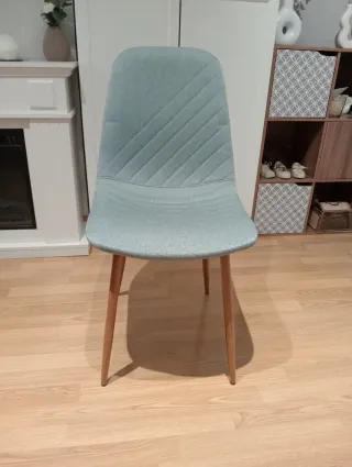 4 Sillas Comedor Tapizadas Gris Azulado