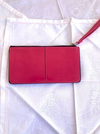Monedero/Bolso de mano fucsia simil piel