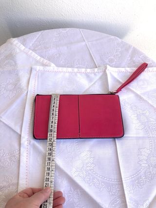 Monedero/Bolso de mano fucsia simil piel