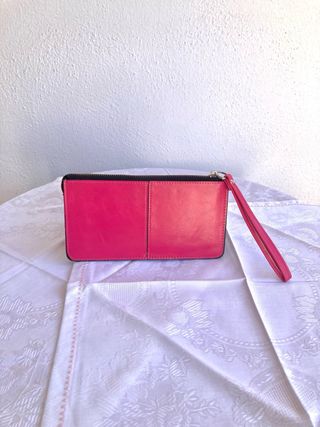 Monedero/Bolso de mano fucsia simil piel