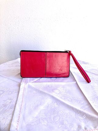 Monedero/Bolso de mano fucsia simil piel
