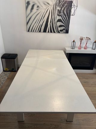 Mesa comedor extensible blanca madera