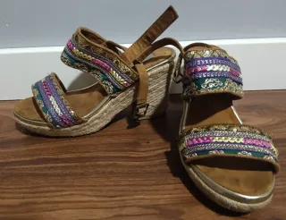 Sandalias Yute Plataforma Multicolor