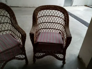 Divano e poltrona in vimini