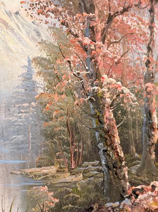 Cuadro Óleo Paisaje Vintage con Marco Dorado