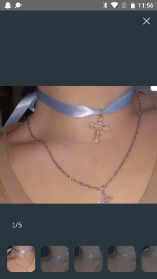 Collar Cruz Fallera Azul y Dorado