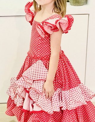 Traje Flamenca Niña Rojo Lunares 6-9 años
