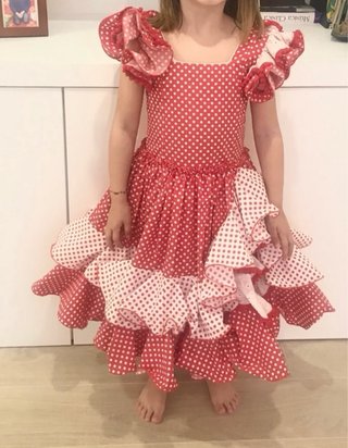 Traje Flamenca Niña Rojo Lunares 6-9 años