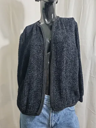 Cardigan aperto in velluto nero