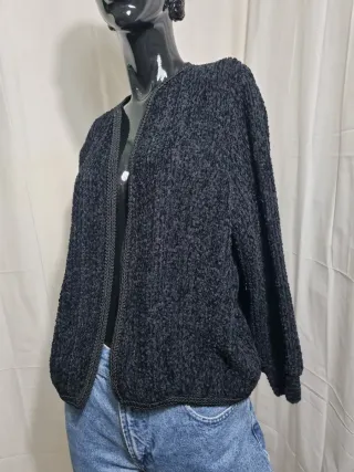 Cardigan aperto in velluto nero