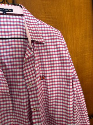 Camisa Spagnolo cuadros rosa y blanca Talla L