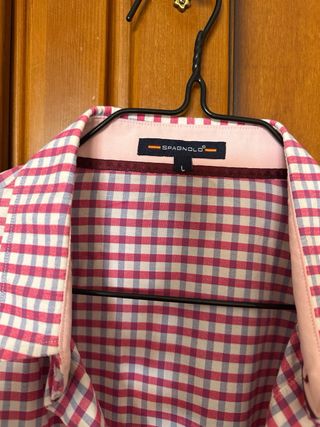Camisa Spagnolo cuadros rosa y blanca Talla L