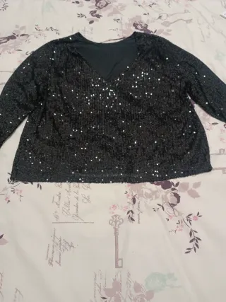 Jersey lentejuelas negro talla L