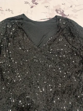 Jersey lentejuelas negro talla L