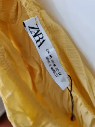 Top Zara Amarillo Gasa Volantes