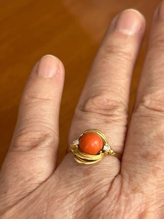 Conjunto oro 18k, coral y circonitas