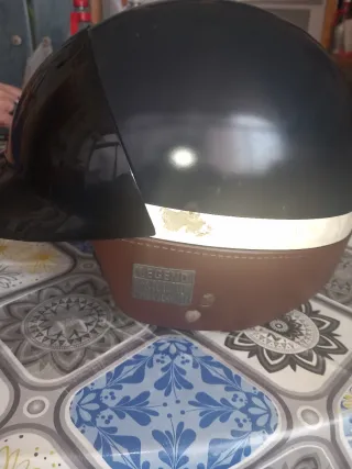 Casco Moto Custom Infantil Negro Marrón