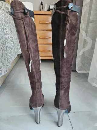 Botas Altas Farrutx Marrón y Plateado