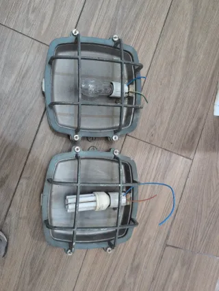 Lámpara industrial retro azul/gris