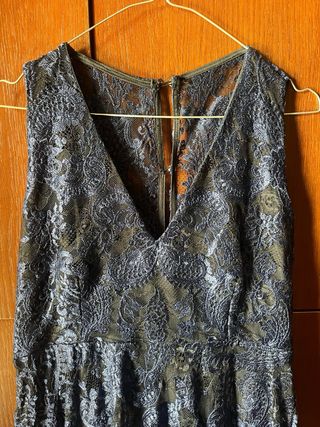 Vestido encaje azul marino fiesta invitada