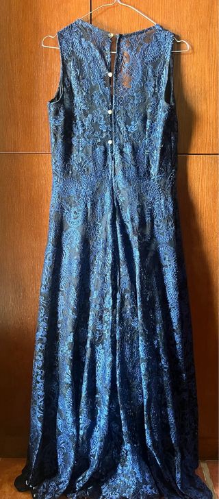 Vestido encaje azul marino fiesta invitada