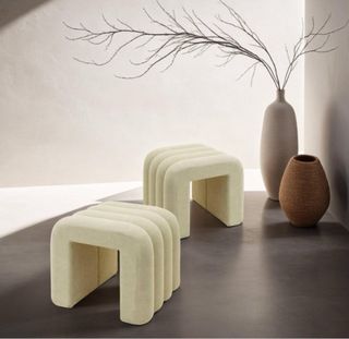 Pouf Reposapiés Boucle Beige