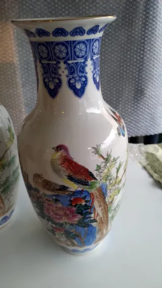 Coppia grandi Vasi Porcellana Cinesi Dipinti mano