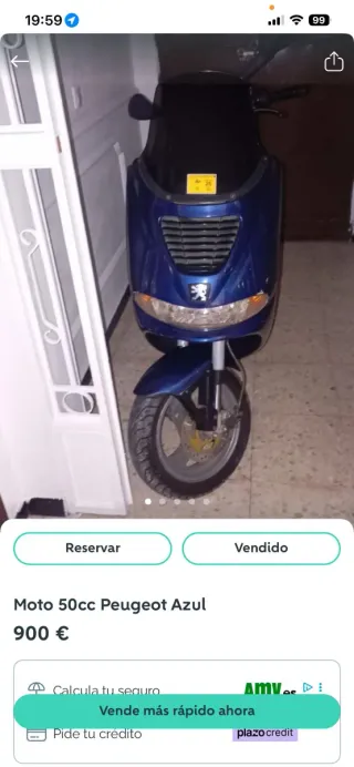 Peugeot Elystar Azul Scooter cambio por otra inter