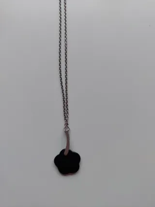 Collar Lotus Flor Negra Plata 925