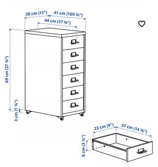 Cajonera Ikea Helmer Blanca Metálica