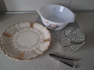 Set 3 pezzi cucina: piatto, ciotola, bicchiere