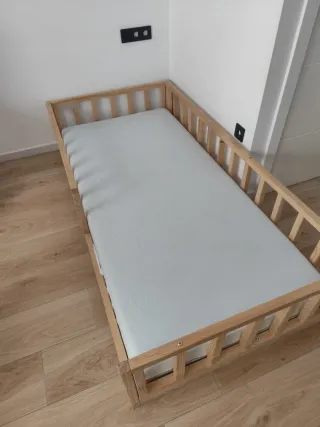 Cama Montessori Madera + Colchón + sabanas