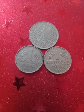 3 Monedas Alemanas 1962-1966 y 2 Marcos 1966.