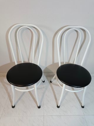 Pareja de sillas cocina de aluminio y polipiel
