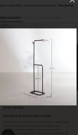 Perchero de pie blanco