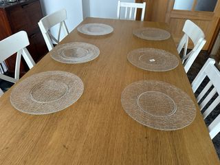 6 Bajoplatos Cristal Grabado 33cm sin estrenar