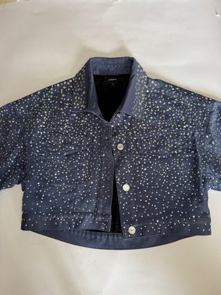 Giubbotto Denim Purple con Strass Taglia S